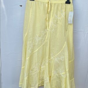 Metro Wear Light Yellow Embroidered Maxi Skirt